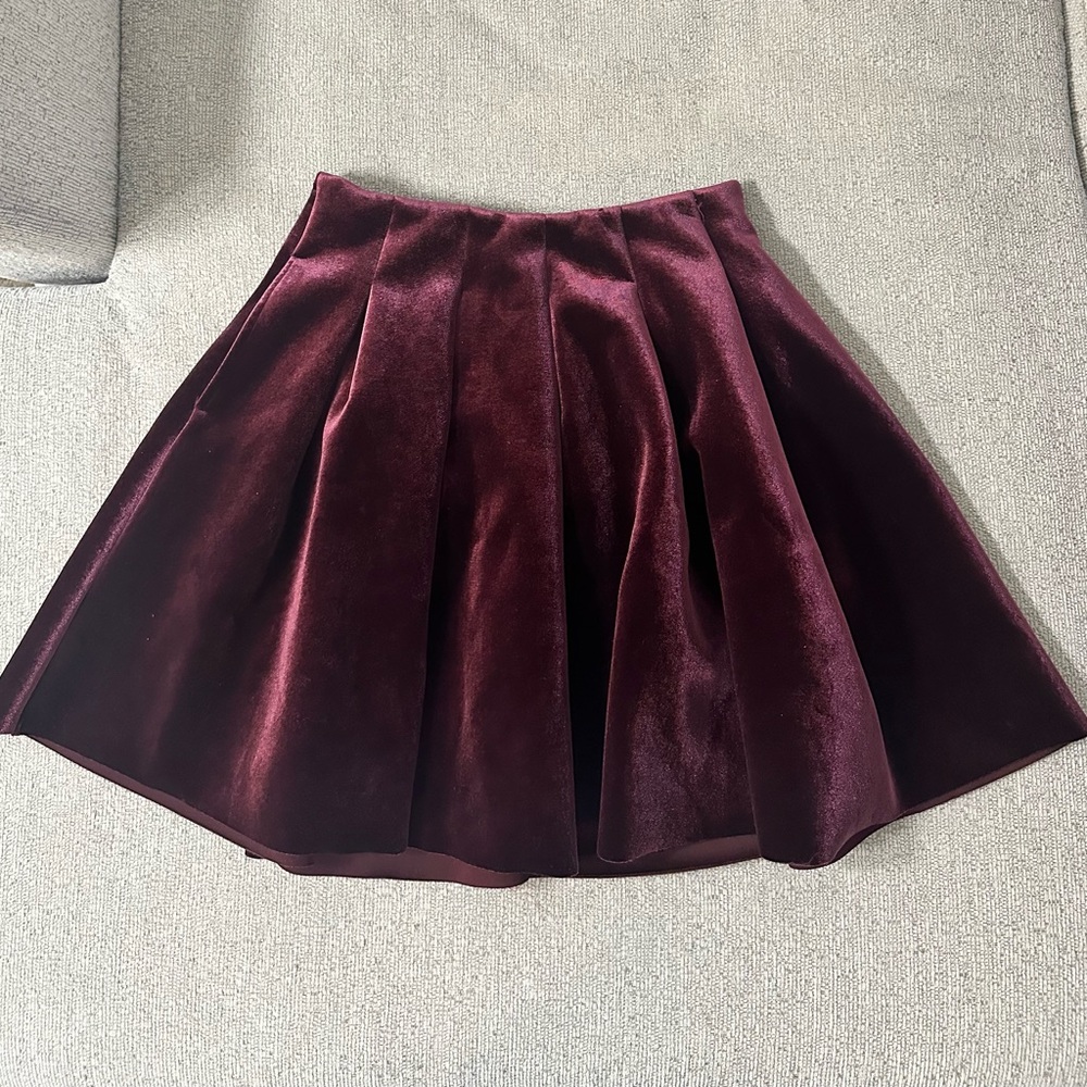 Elegant Velvet Burgundy Skirt - NWT